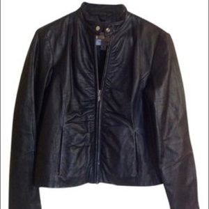 Wilson’s Black Leather Ruched Jacket
